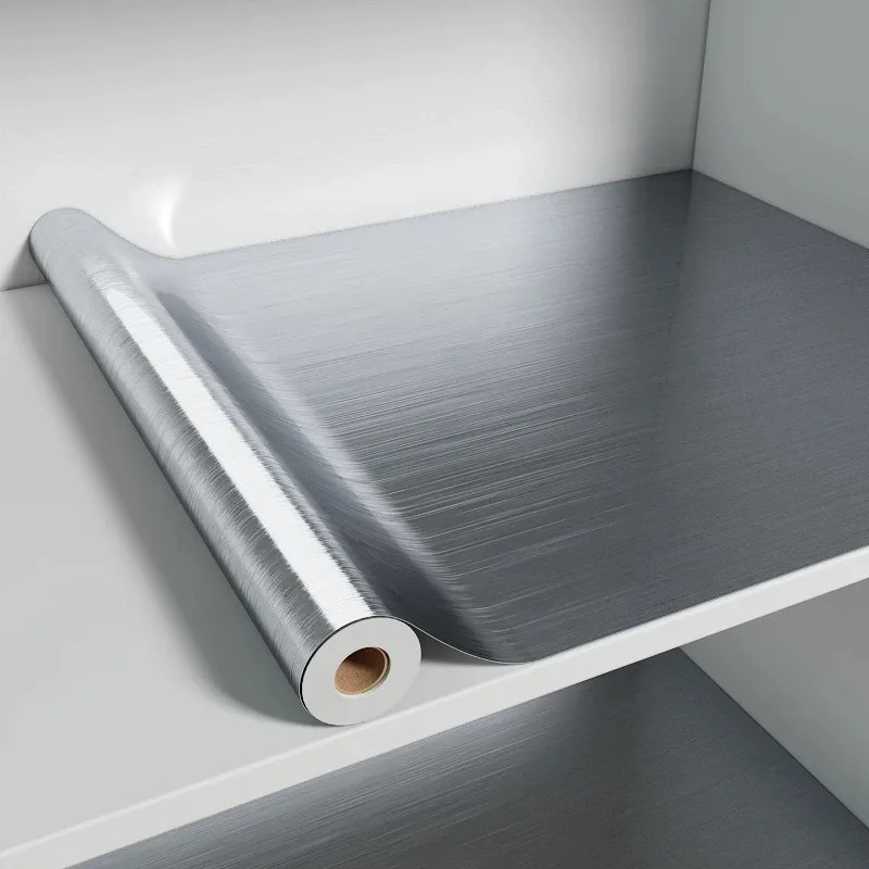 Commercial Kitchen Wall Panels - PVC Stainless Brushed Silver Removable Wallpaper