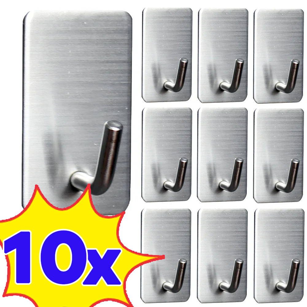 Commercial Kitchen Wall Shelves - 1-10Pcs Self Adhesive Hook Stainless Steel