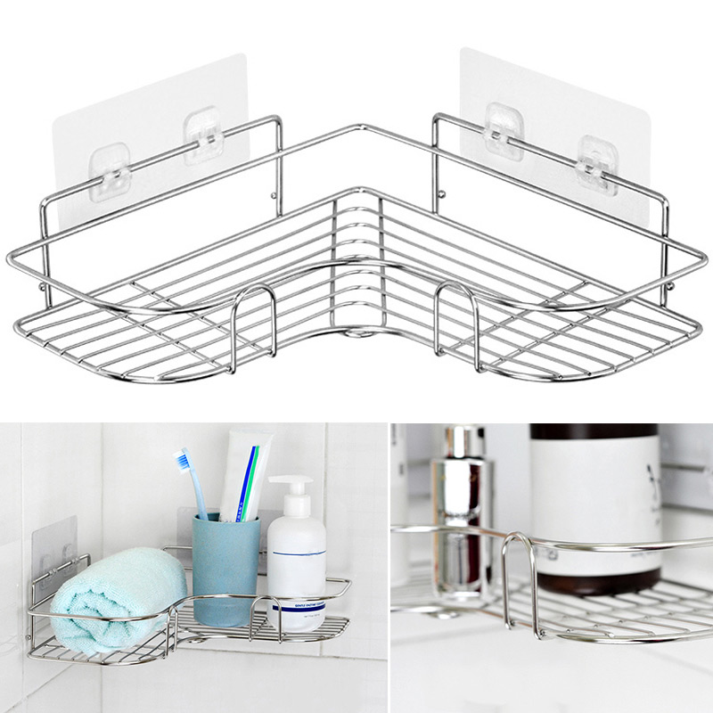 Commercial Kitchen Wall Shelves - Household Bathroom Storage Rack Stainless Steel