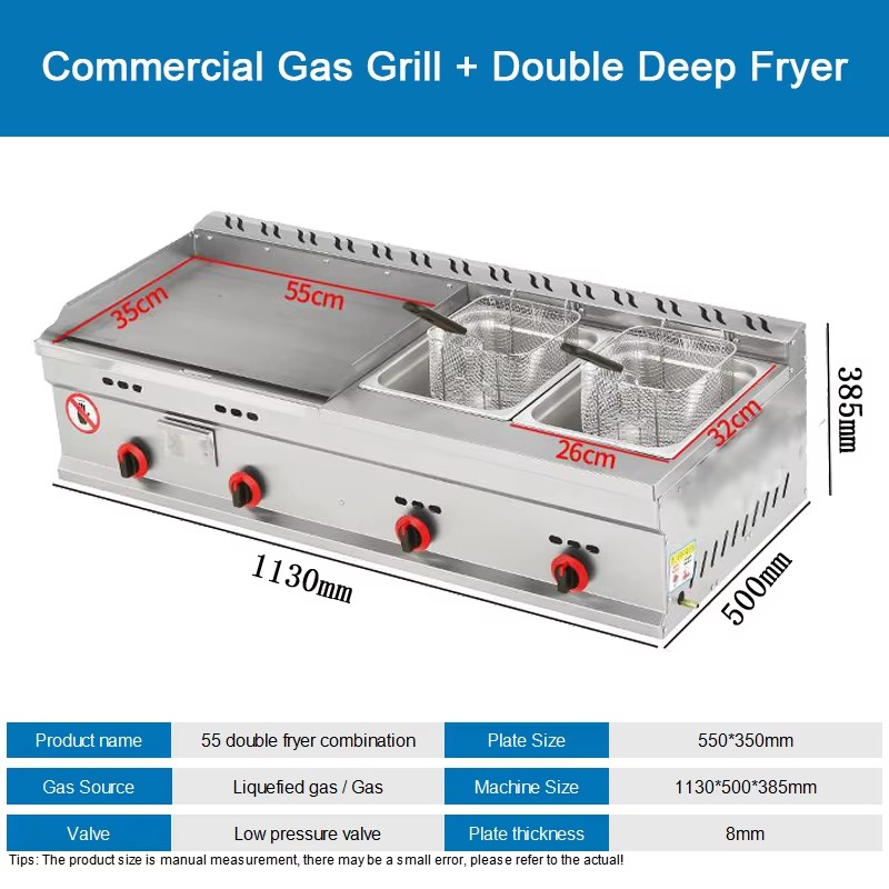 Commercial Gas Grill + Double  - Deep Fryer Commercial ulasan dan harga